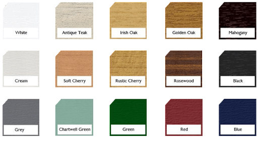 colour swatches to select from when choosing the frame of your window or door